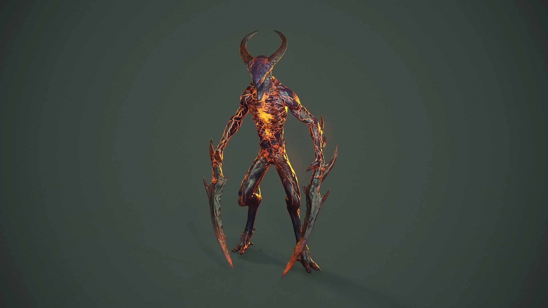 Long Demon Low-poly 3D model_6