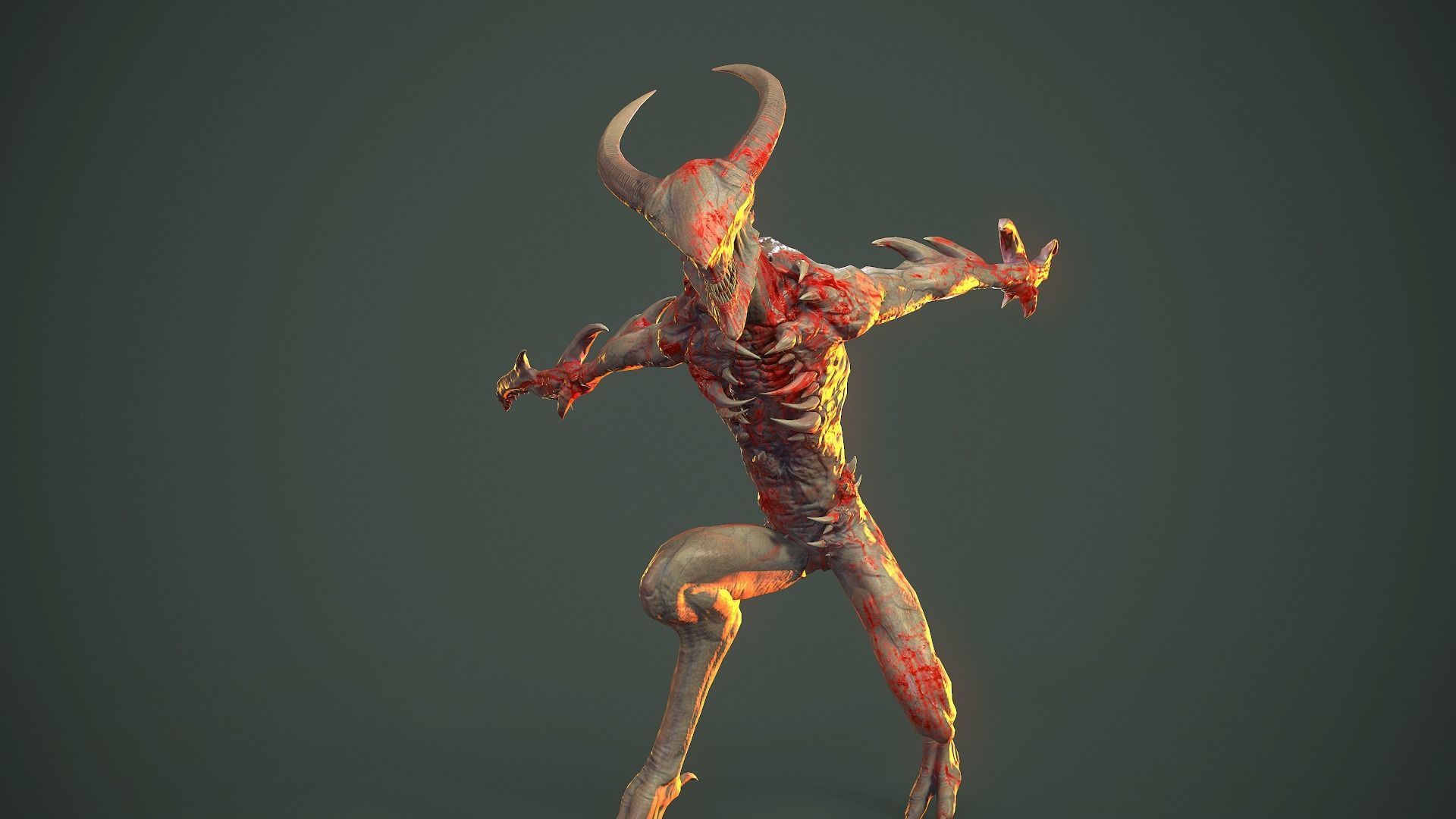 Long Demon Low-poly 3D model_7