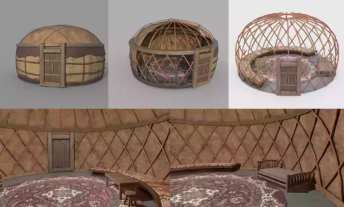 Old Mongolian Yurt and Interior