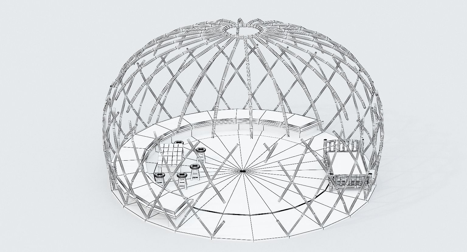 Old Mongolian Yurt and Interior Low-poly 3D model_22