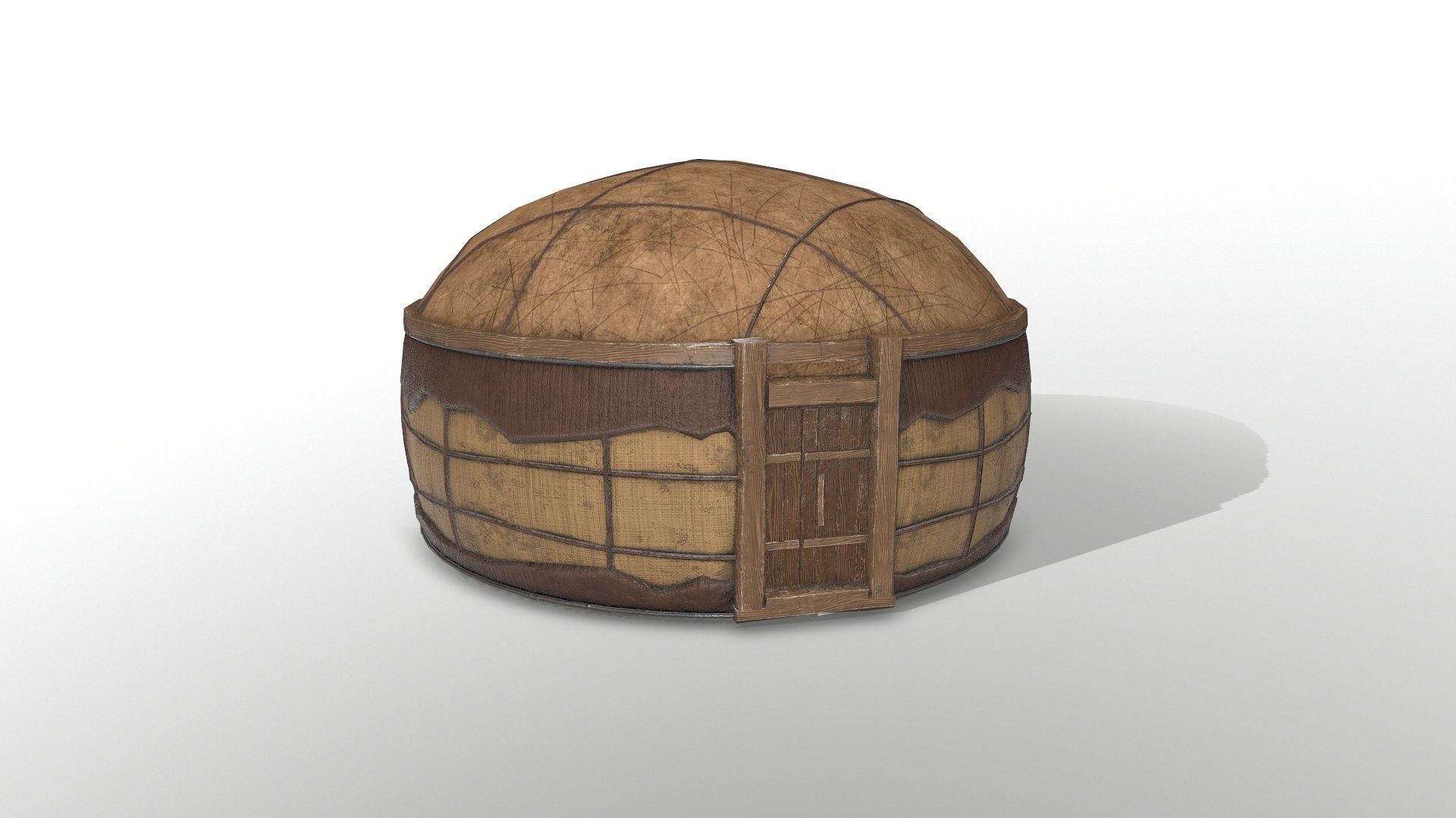 Old Mongolian Yurt and Interior Low-poly 3D model_15