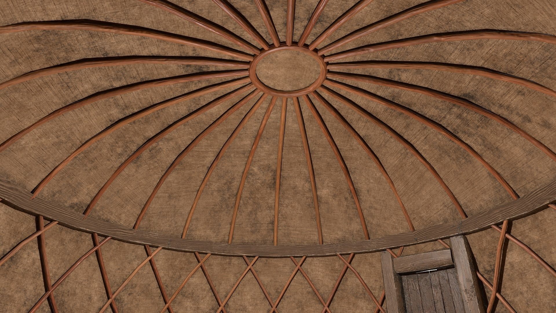 Old Mongolian Yurt and Interior Low-poly 3D model_13