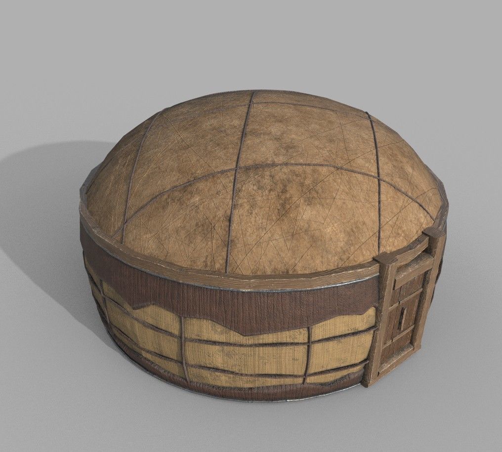 Old Mongolian Yurt and Interior Low-poly 3D model_5