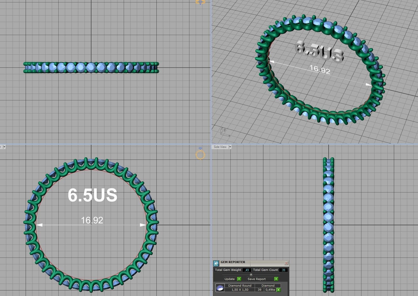 Stackable Diamond Eternity Ring Small Stones MANY FINGERS 3D print model_24