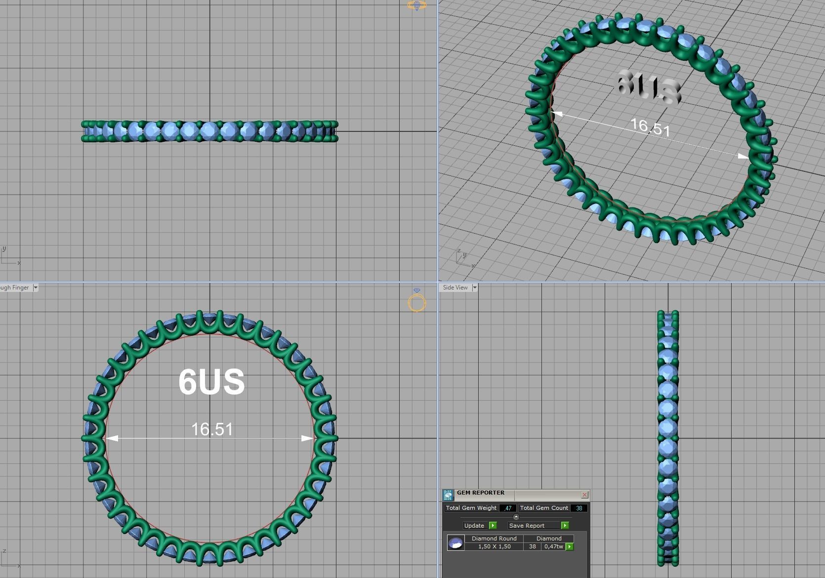 Stackable Diamond Eternity Ring Small Stones MANY FINGERS 3D print model_23