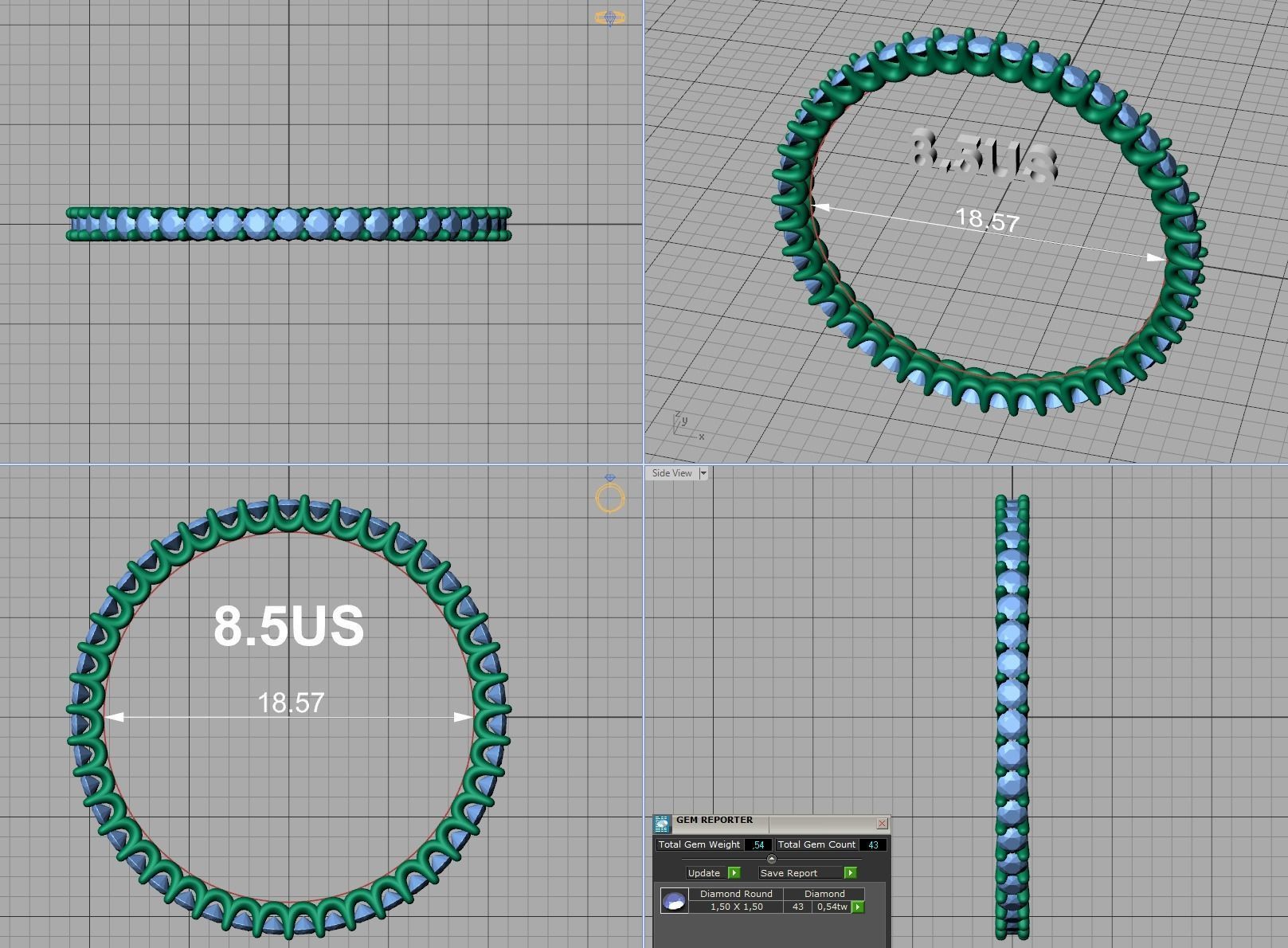 Stackable Diamond Eternity Ring Small Stones MANY FINGERS 3D print model_28