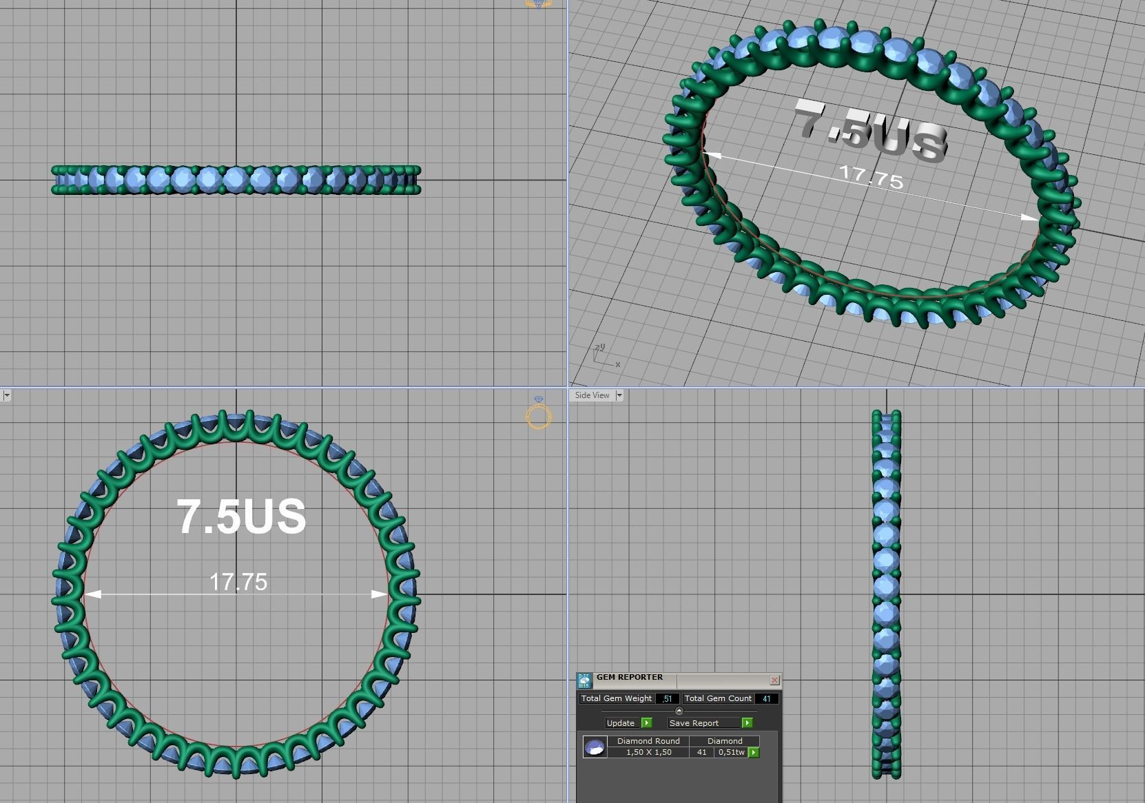 Stackable Diamond Eternity Ring Small Stones MANY FINGERS 3D print model_26