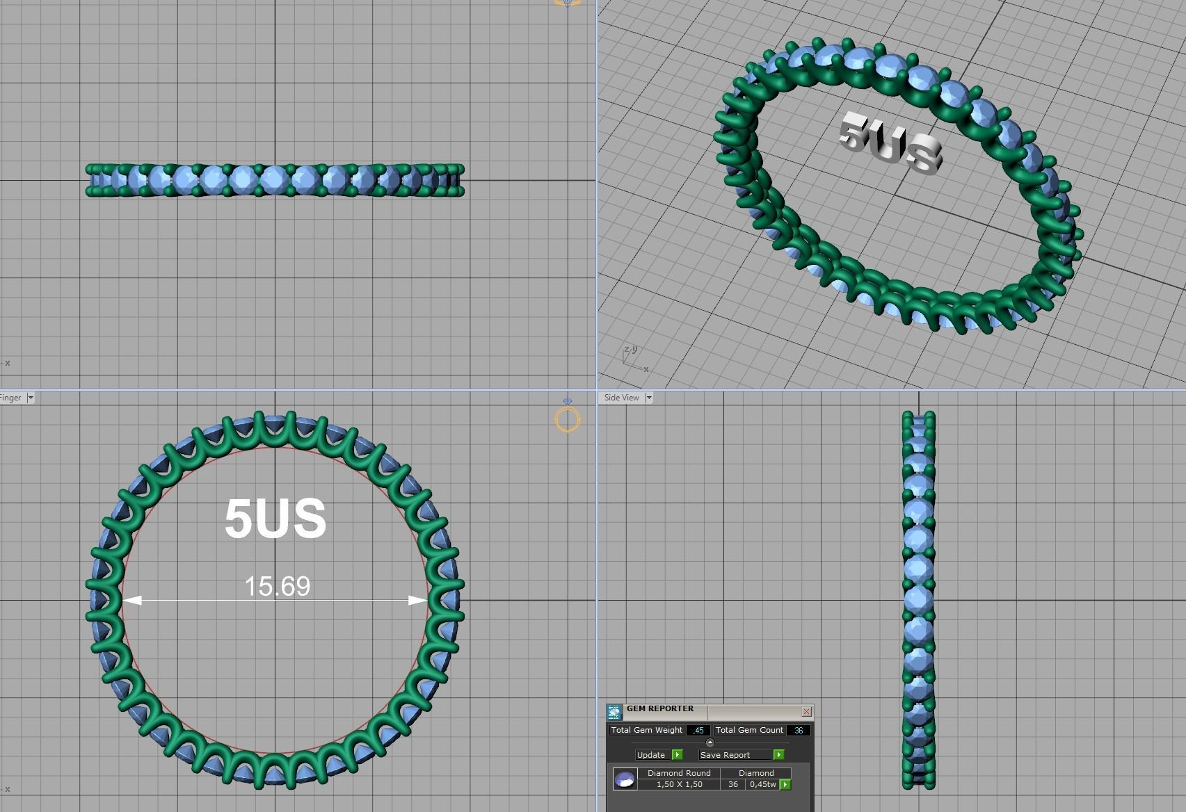 Stackable Diamond Eternity Ring Small Stones MANY FINGERS 3D print model_21