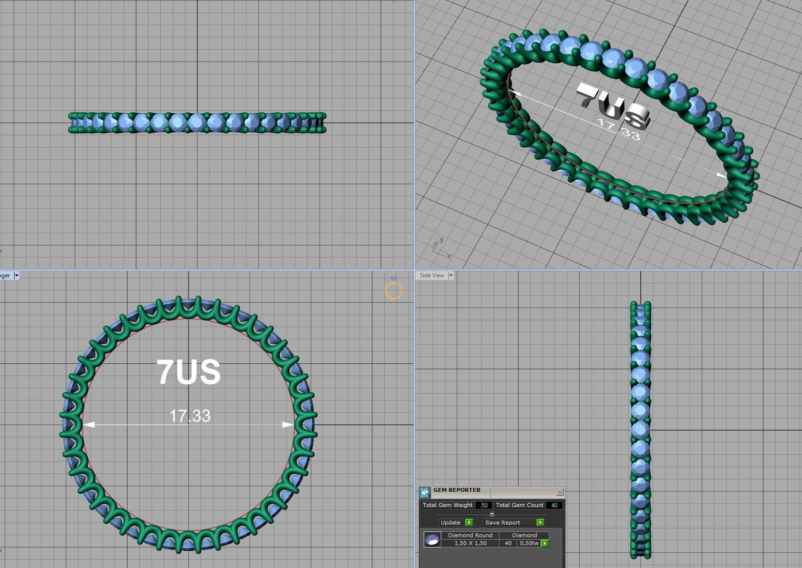 Stackable Diamond Eternity Ring Small Stones MANY FINGERS 3D print model_25