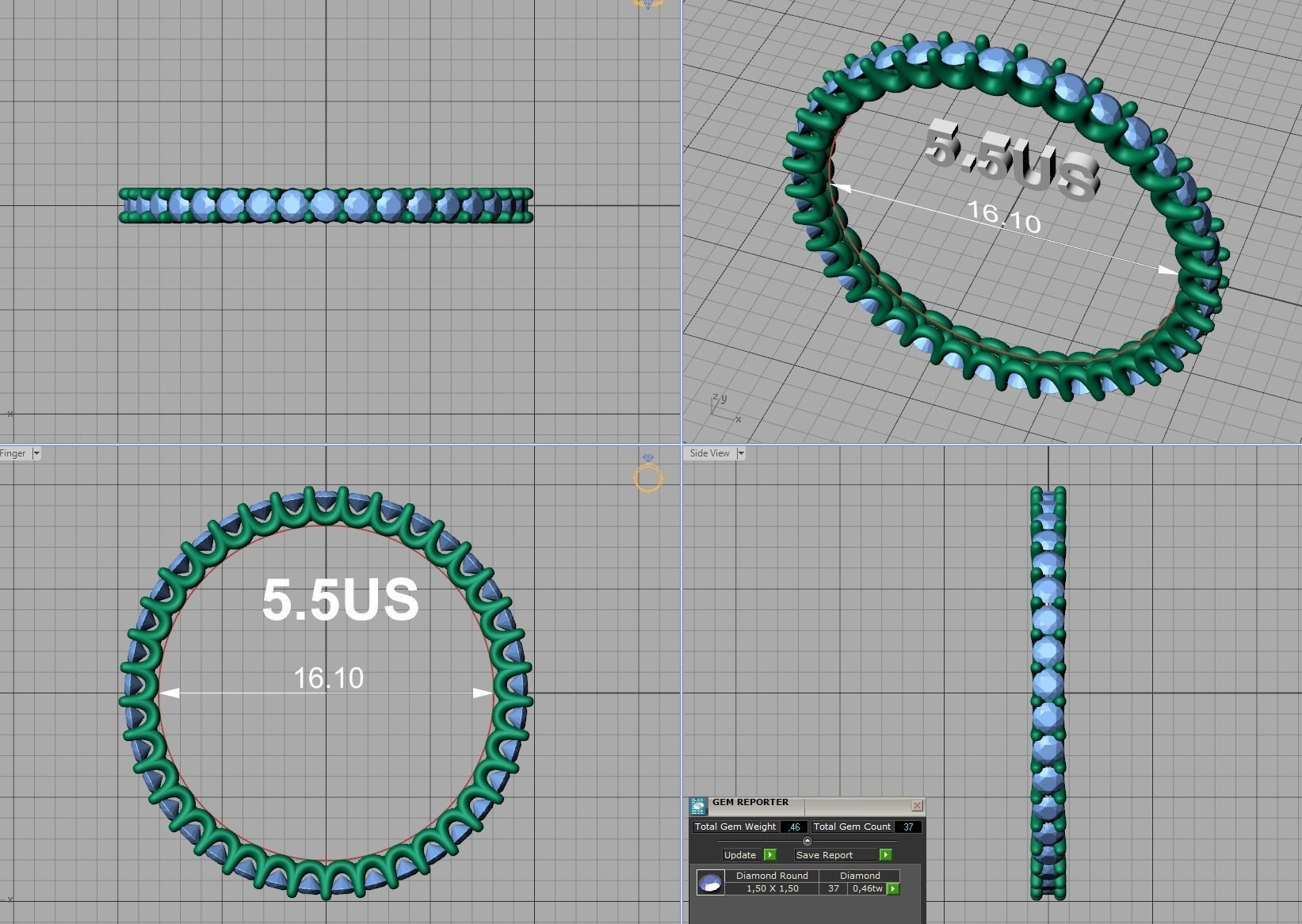 Stackable Diamond Eternity Ring Small Stones MANY FINGERS 3D print model_22