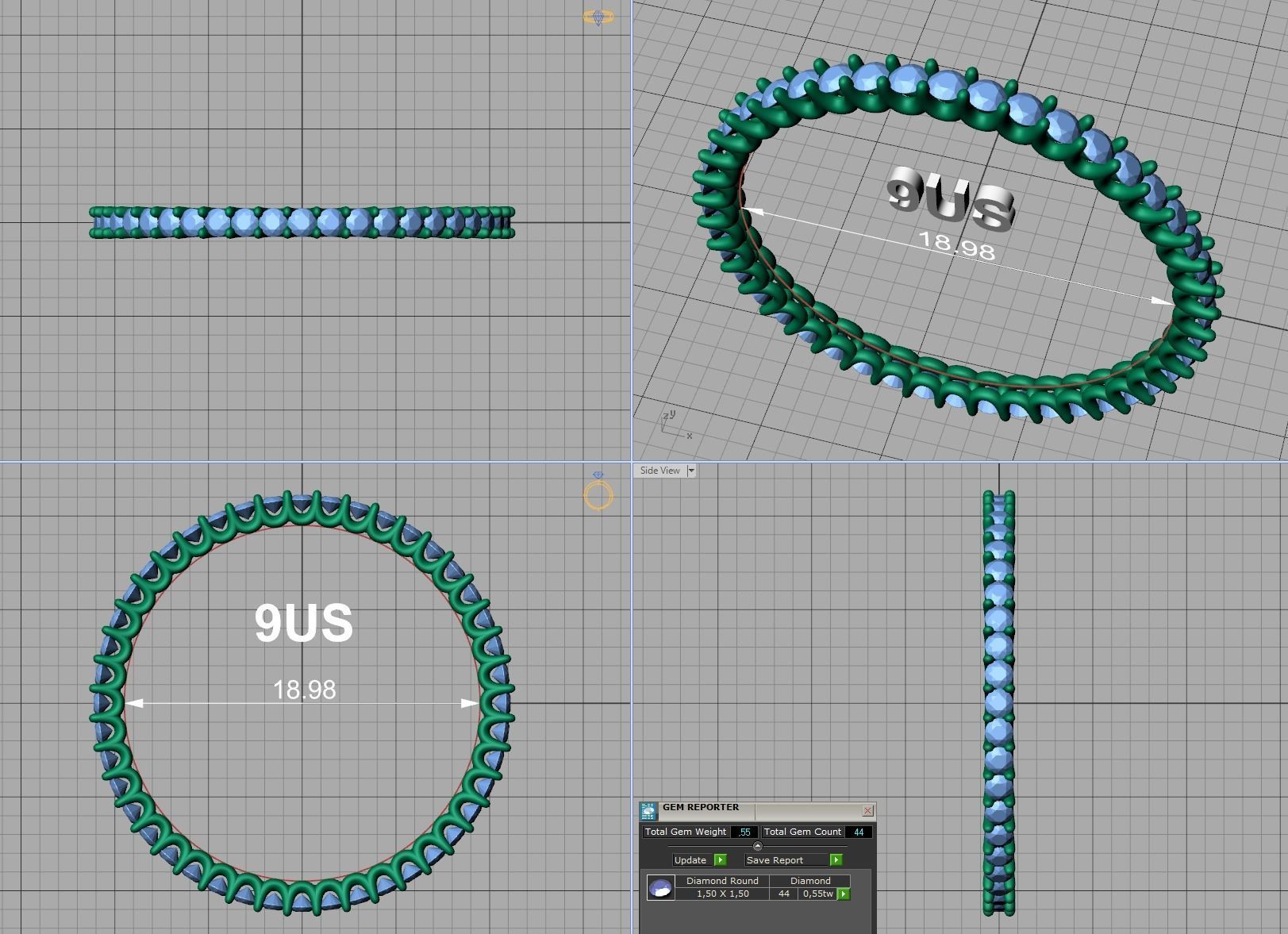Stackable Diamond Eternity Ring Small Stones MANY FINGERS 3D print model_29