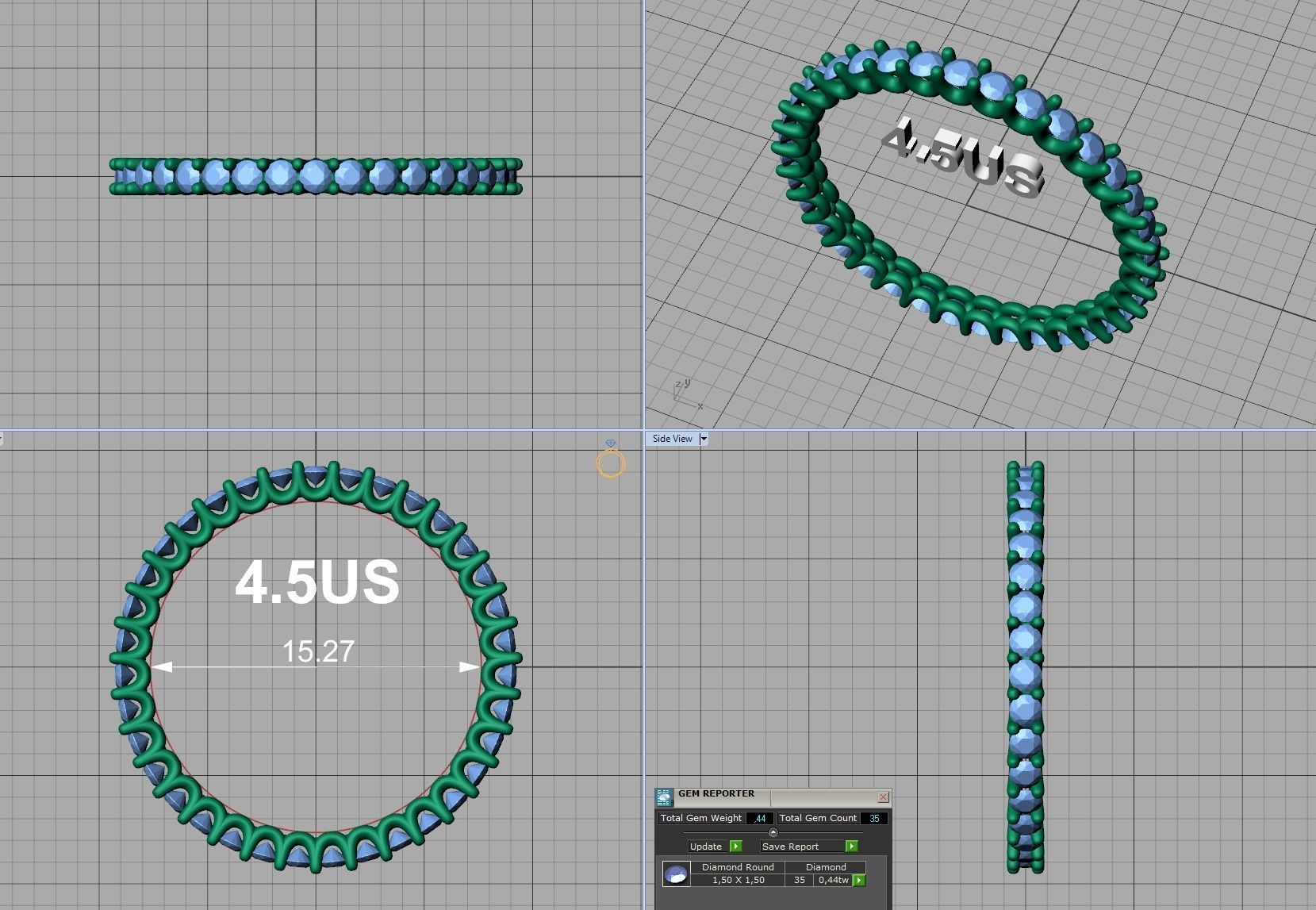Stackable Diamond Eternity Ring Small Stones MANY FINGERS 3D print model_19