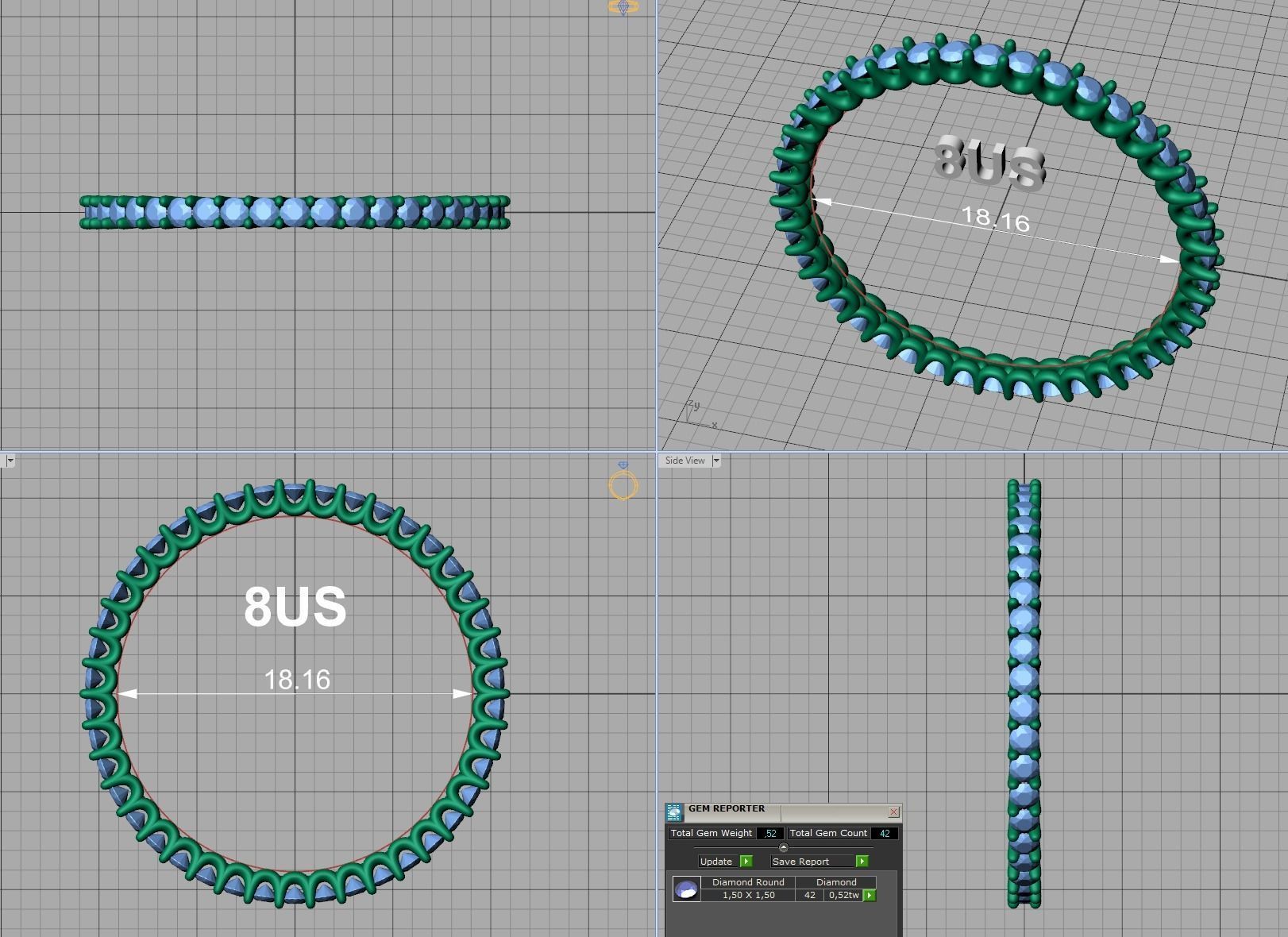 Stackable Diamond Eternity Ring Small Stones MANY FINGERS 3D print model_27