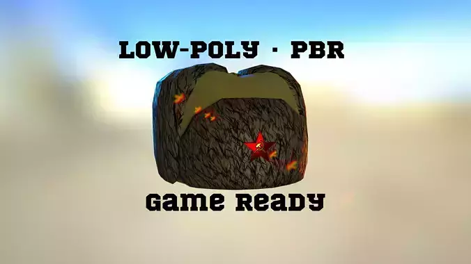 Soviet military hat with earflaps pbr game ready Low-poly 3D model