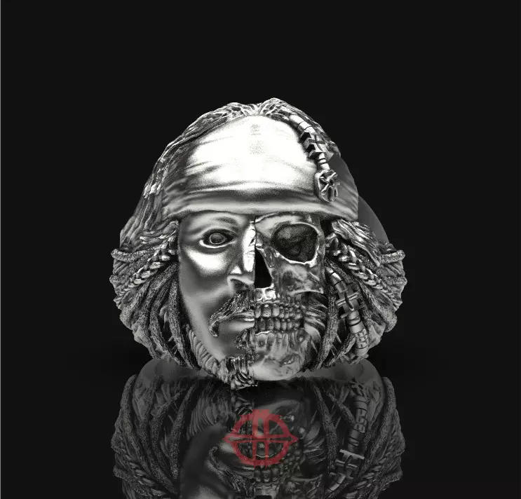 Jack Sparrow skull bandana ring 3D print model