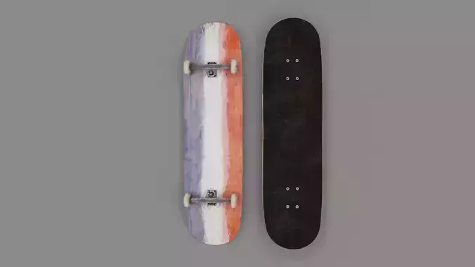 Post Apocalyptic Old Skate Low Poly PBR - Blender Native Asset
