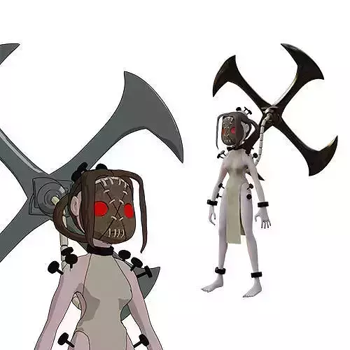 PainWheel from SkullGirls PBR and Rigged Low-poly 3D model