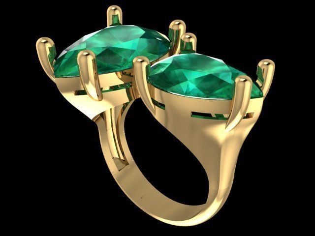 Emerald Ring 3D print model_4