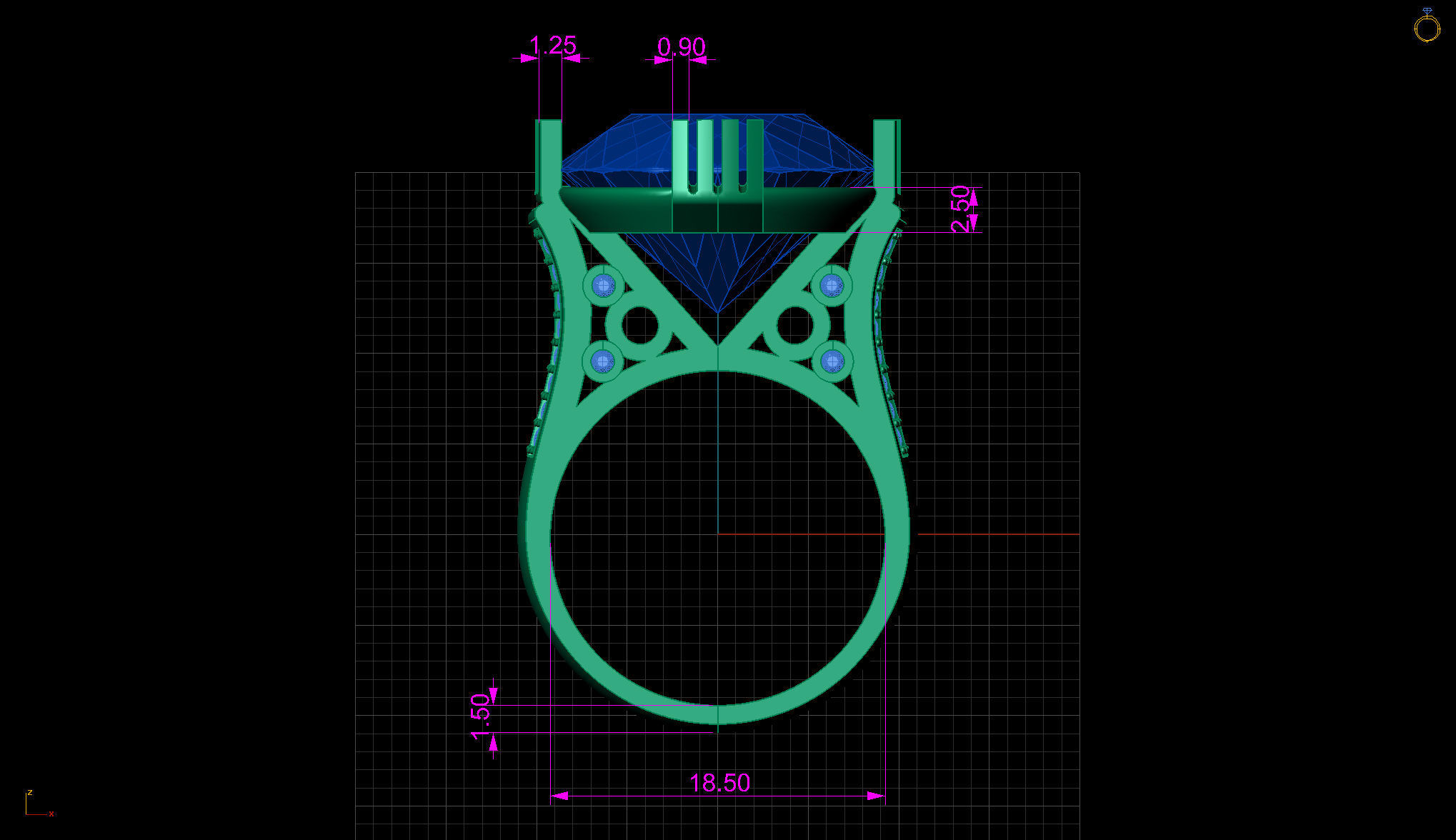 Topaz Ring 3D print model_2