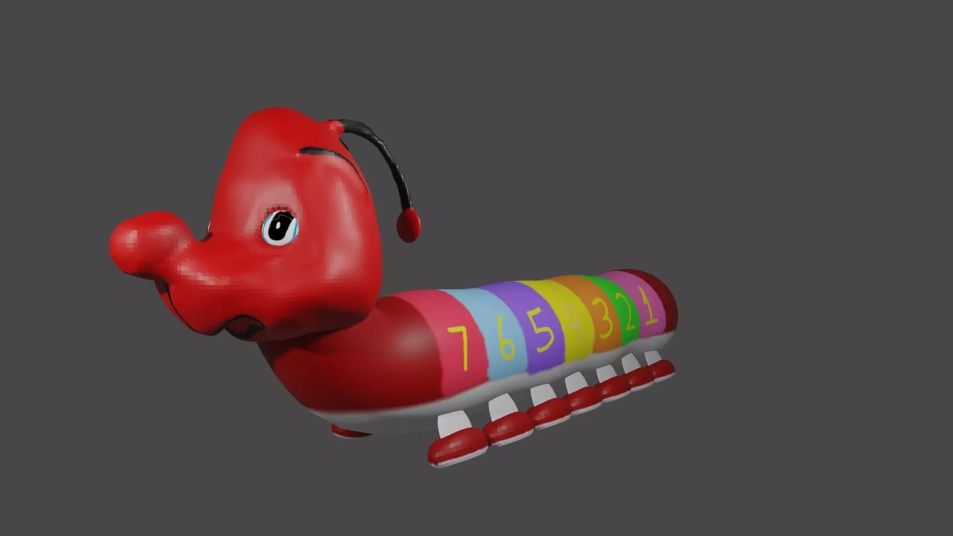 centipede caterpillar with numbers Free 3D model_0