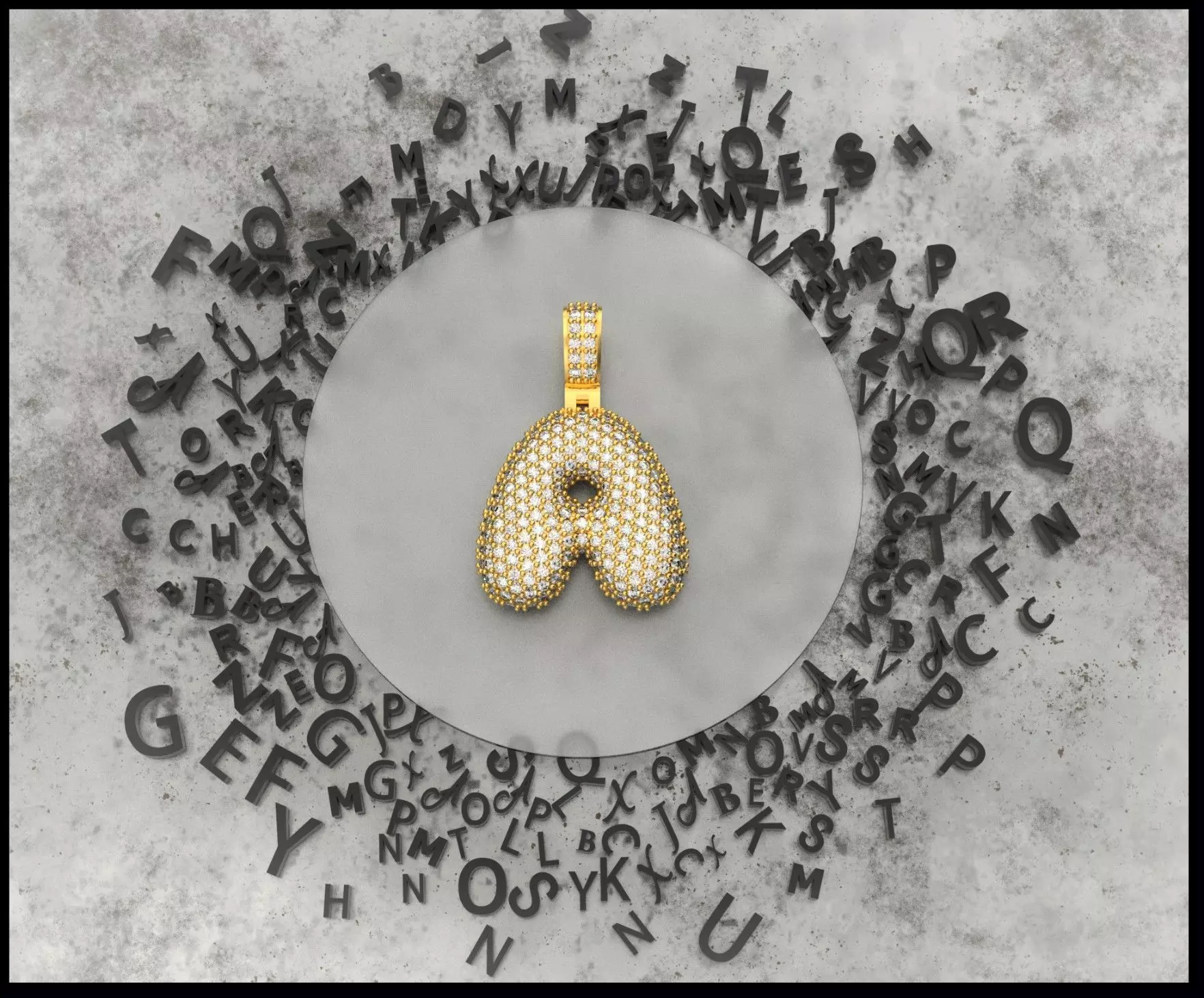 BUBBLE A LETTER  3D print model_0