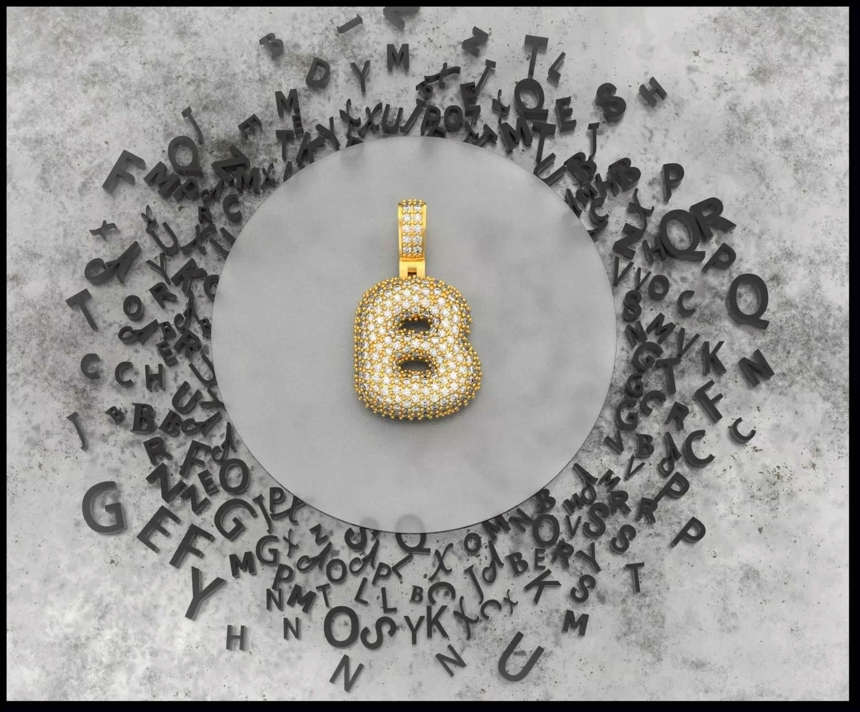 BUBBLE B LETTER 3D print model_0