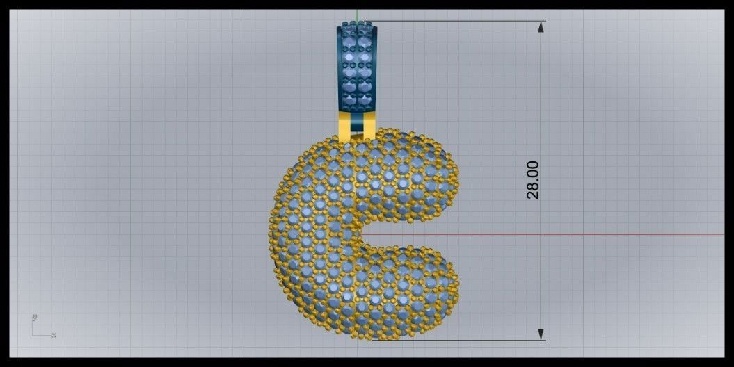 BUBBLE C LETTER 3D print model_8