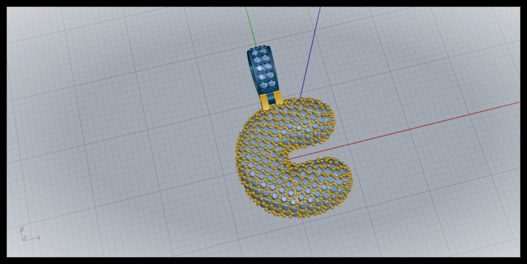 BUBBLE C LETTER 3D print model_1