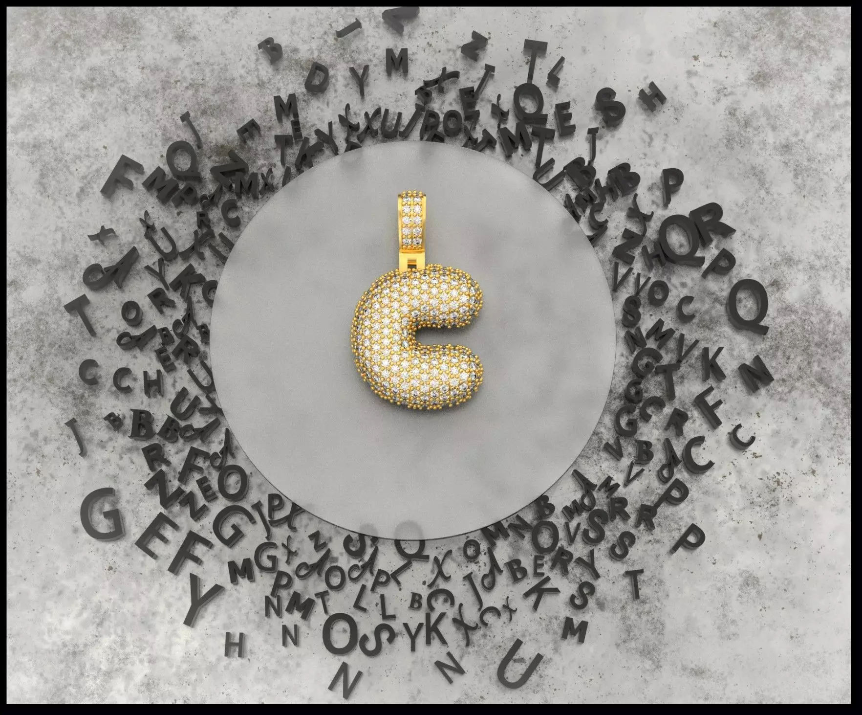 BUBBLE C LETTER 3D print model_0