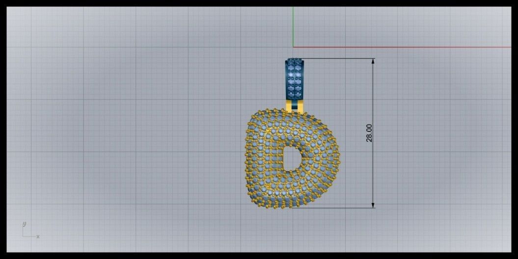 BUBBLE D LETTER 3D print model_8