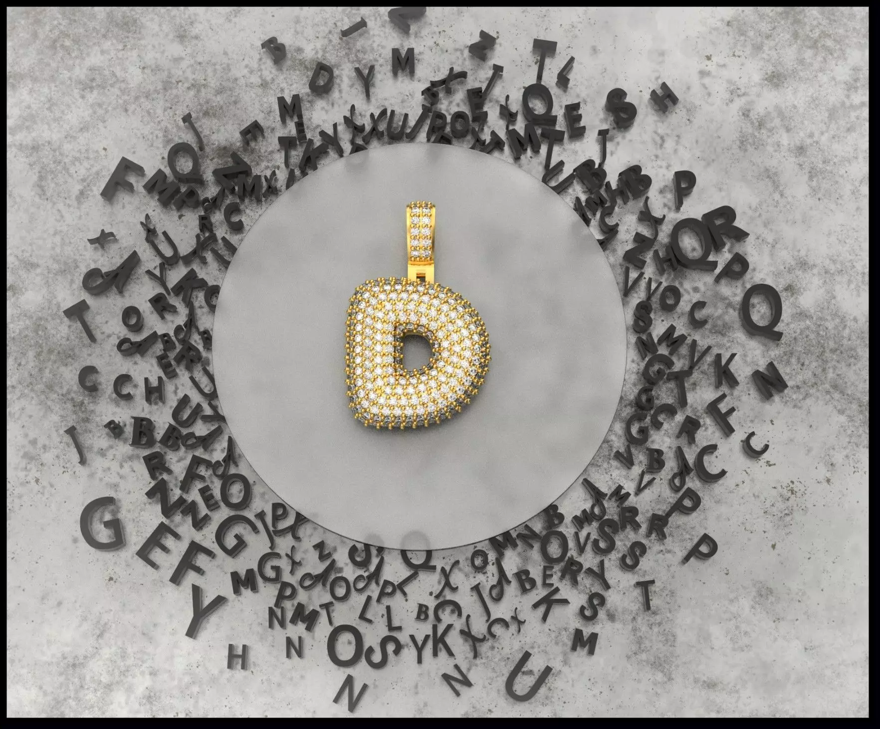 BUBBLE D LETTER 3D print model_0