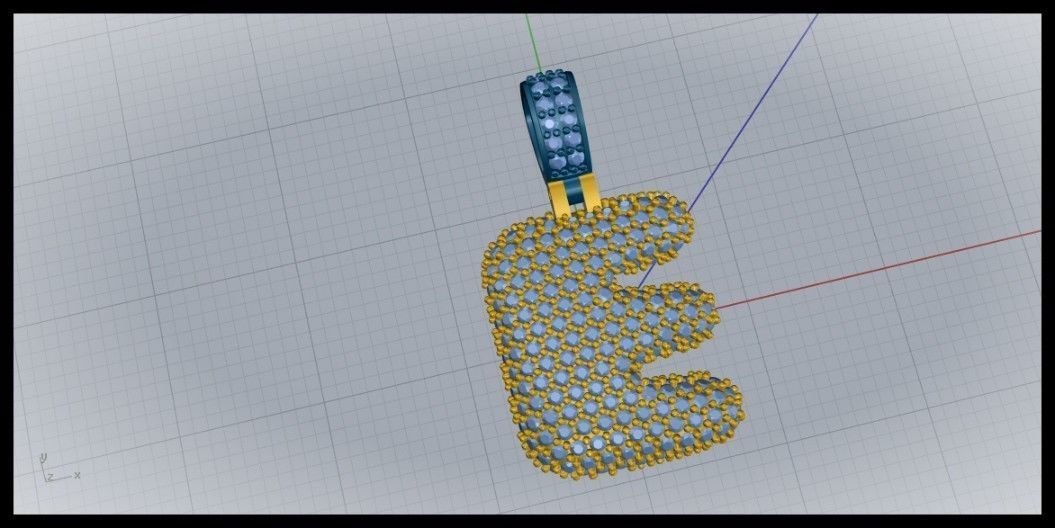 BUBBLE E LETTER 3D print model_1
