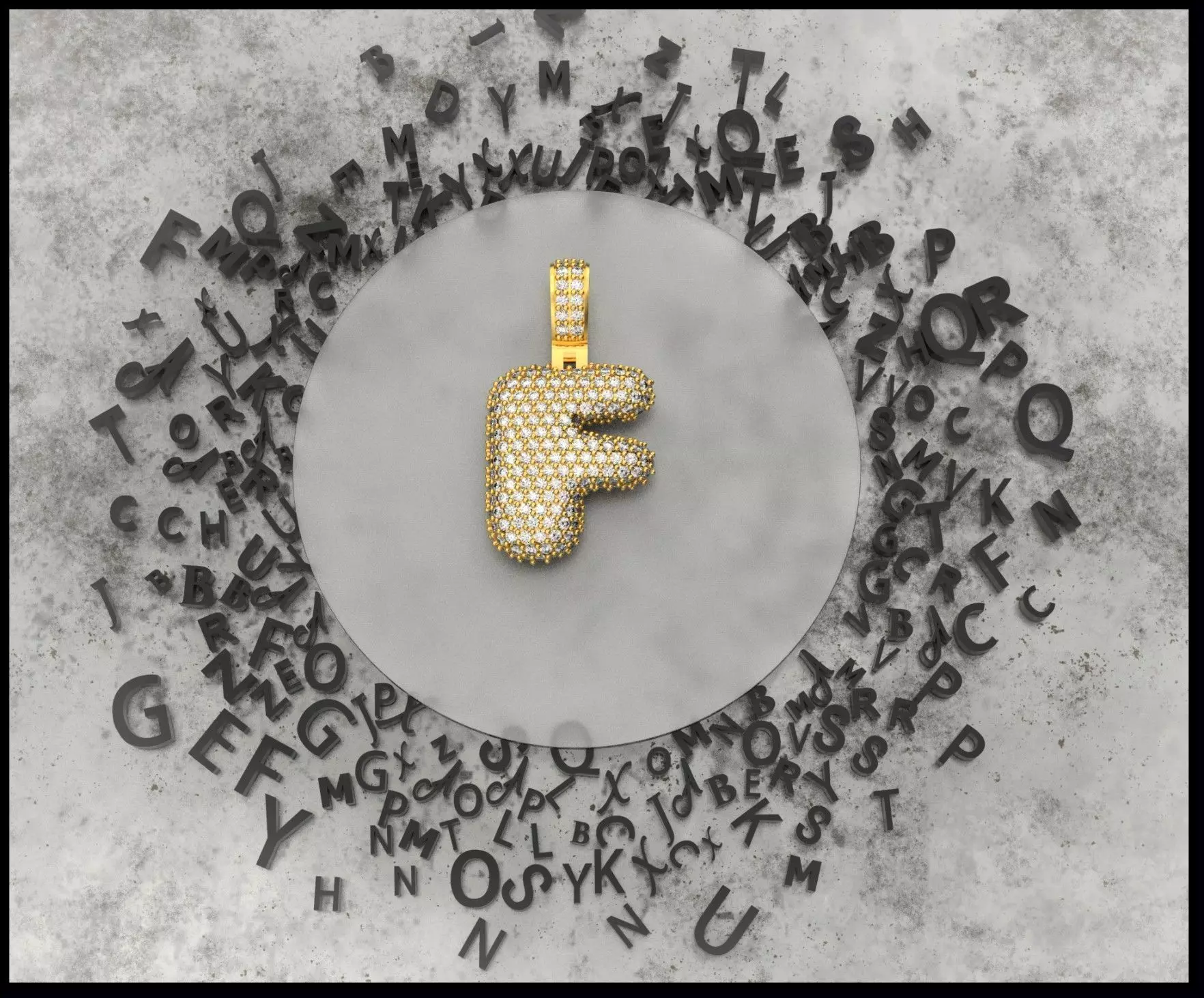 BUBBLE F LETTER 3D print model_0