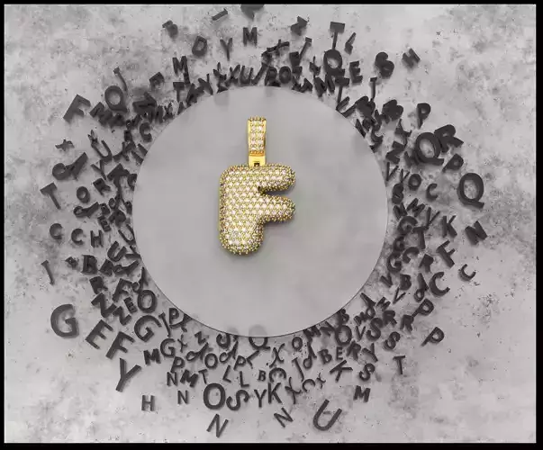 BUBBLE F LETTER 3D print model