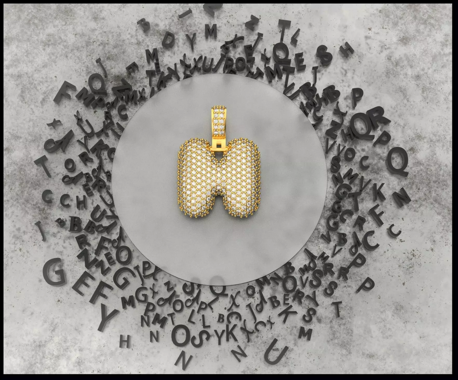 BUBBLE H LETTER 3D print model_0