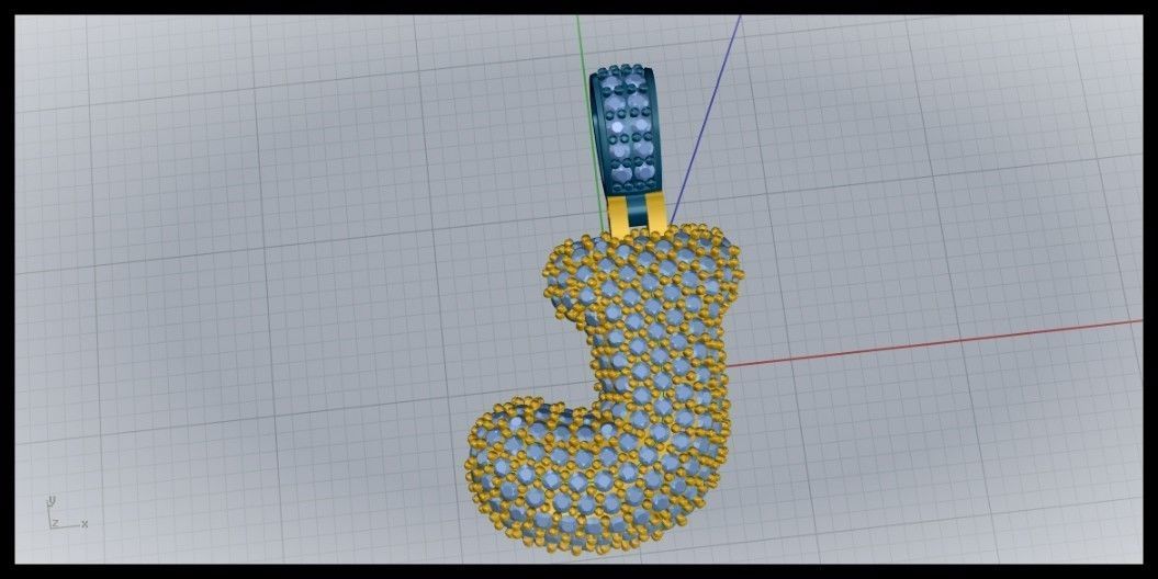 BUBBLE J LETTER 3D print model_1