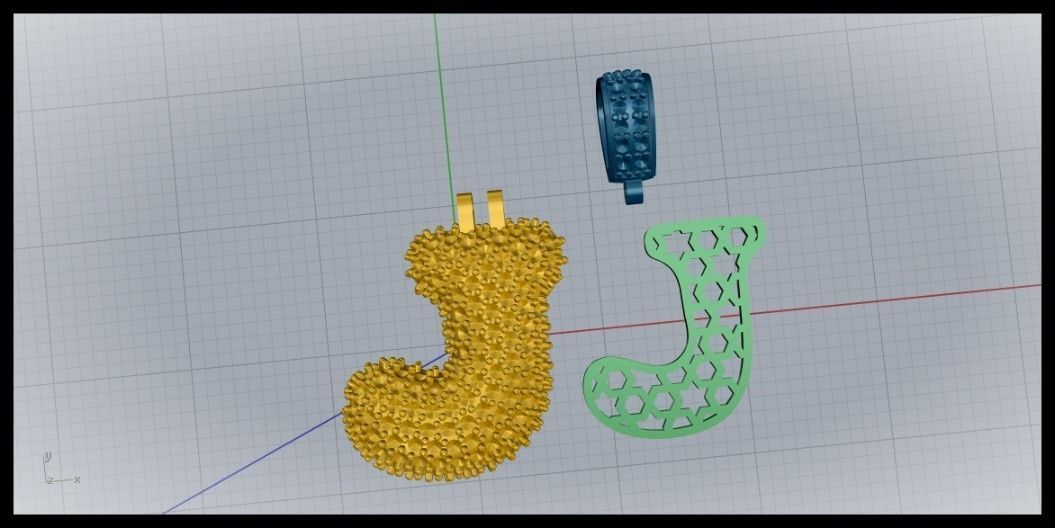 BUBBLE J LETTER 3D print model_10
