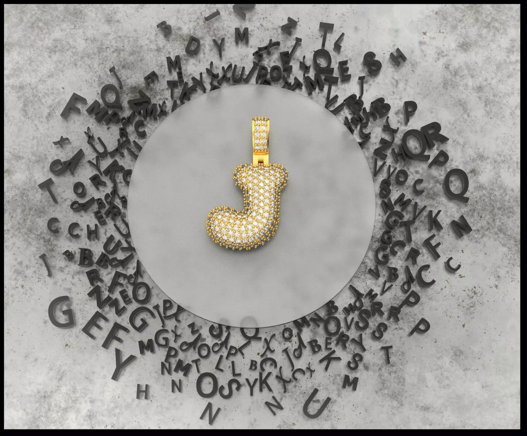 BUBBLE J LETTER 3D print model_0