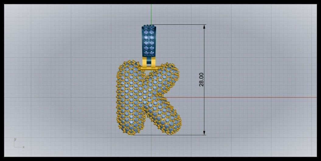 BUBBLE K LETTER 3D print model_8