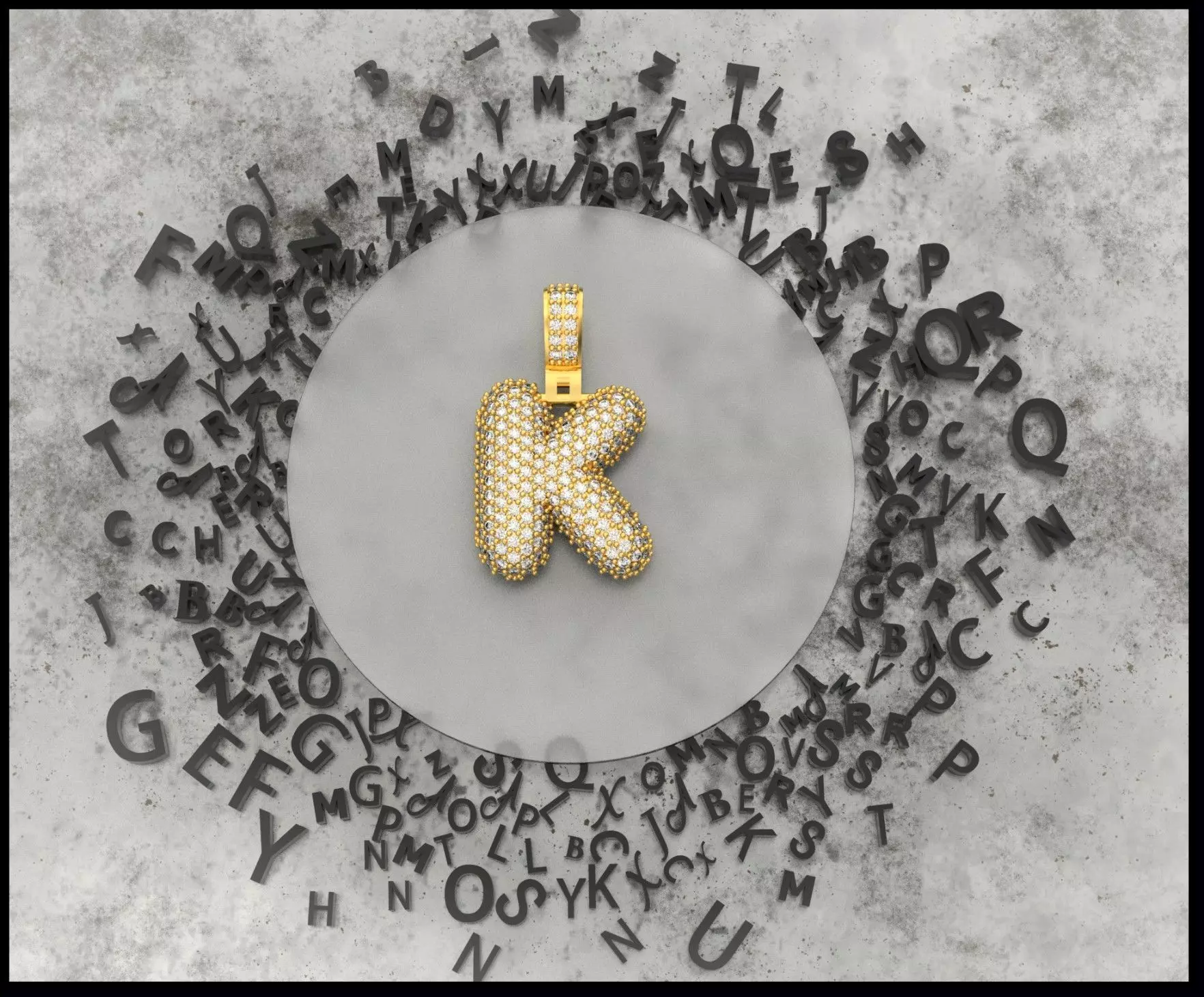 BUBBLE K LETTER 3D print model_0