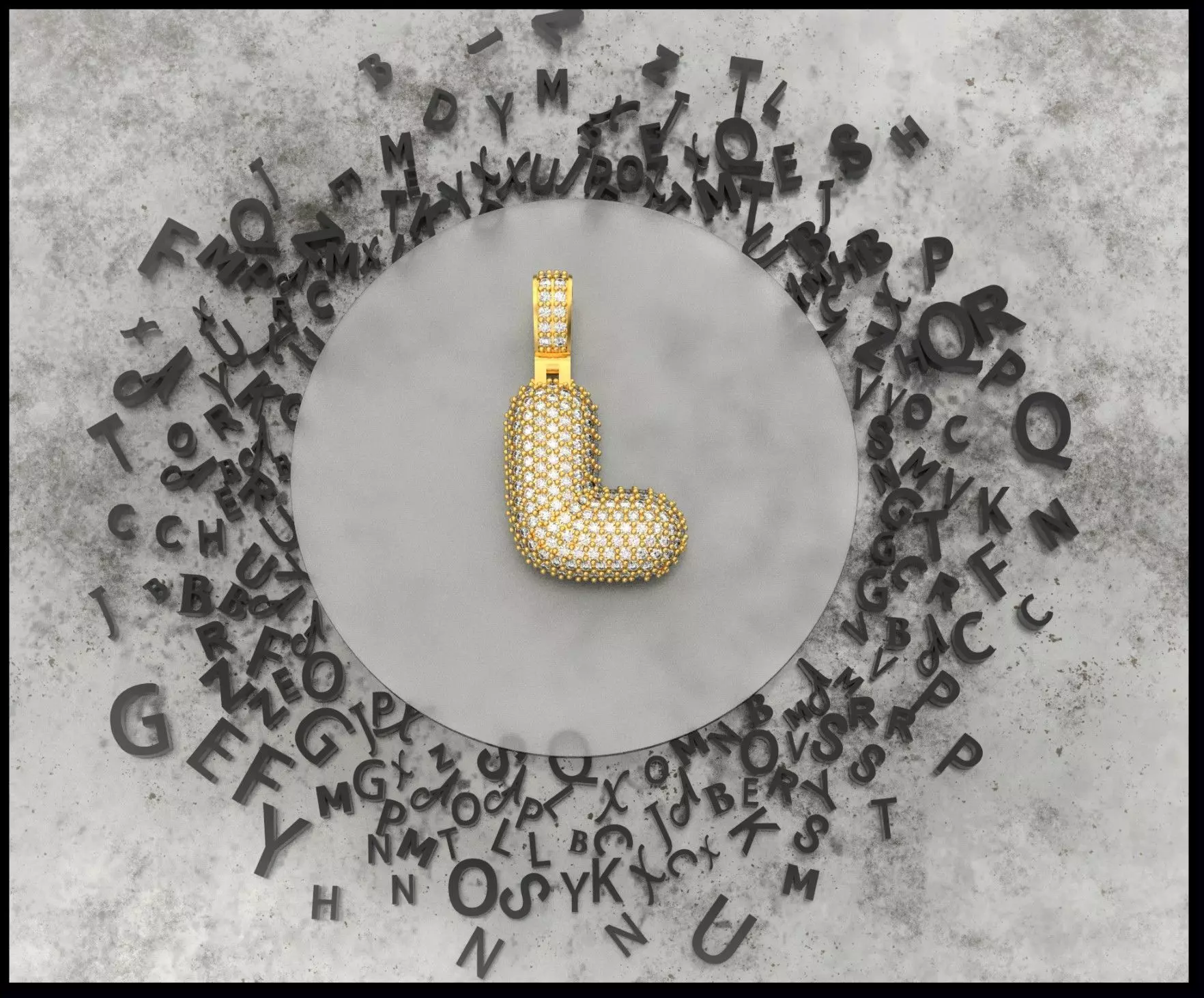 BUBBLE L LETTER 3D print model_0