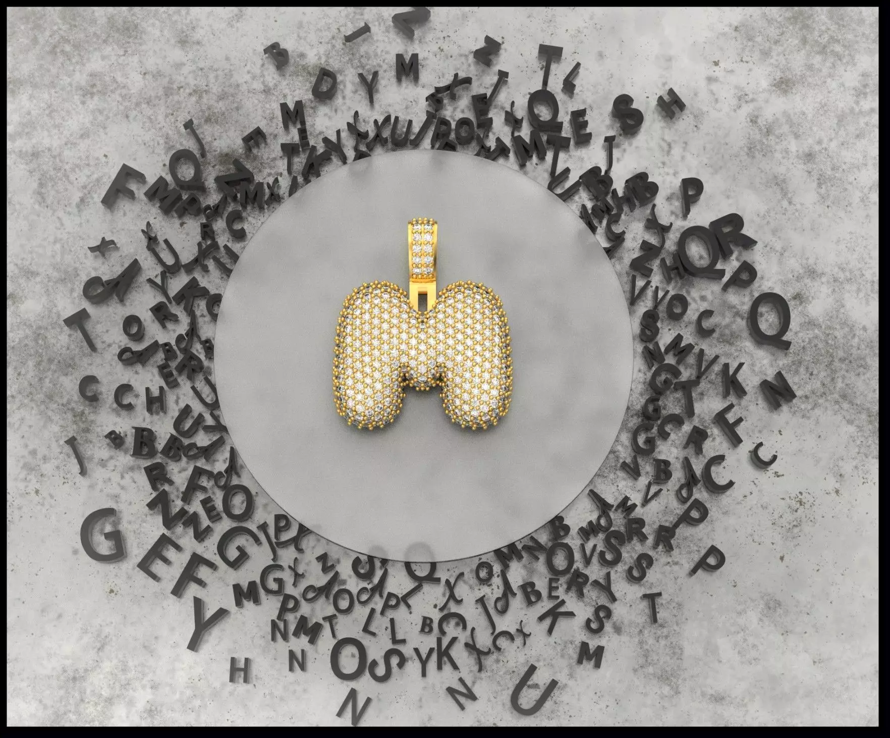 BUBBLE M LETTER 3D print model_0