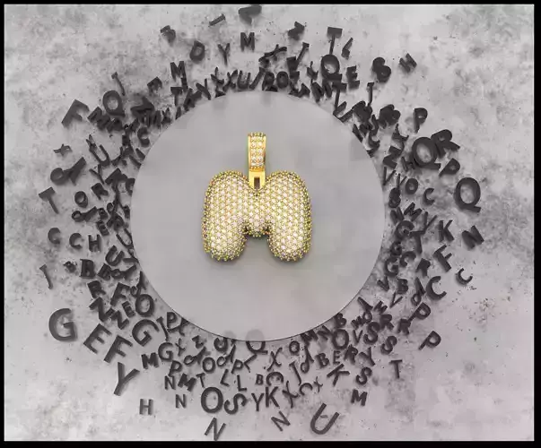 BUBBLE M LETTER 3D print model
