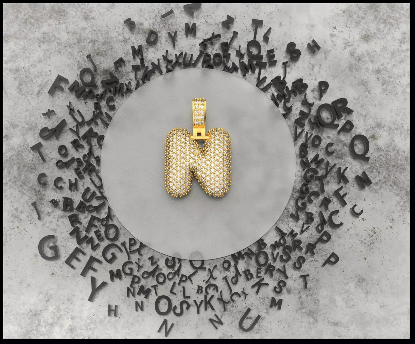 BUBBLE N LETTER 3D print model_0