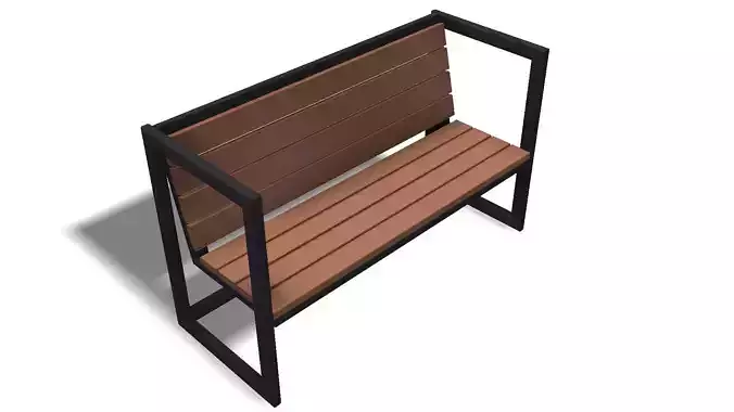 Bench outdoor with frame and wooden slats