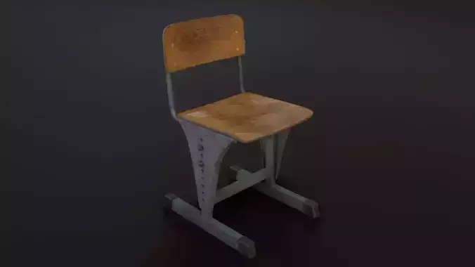 Old Japanese School Chair 03