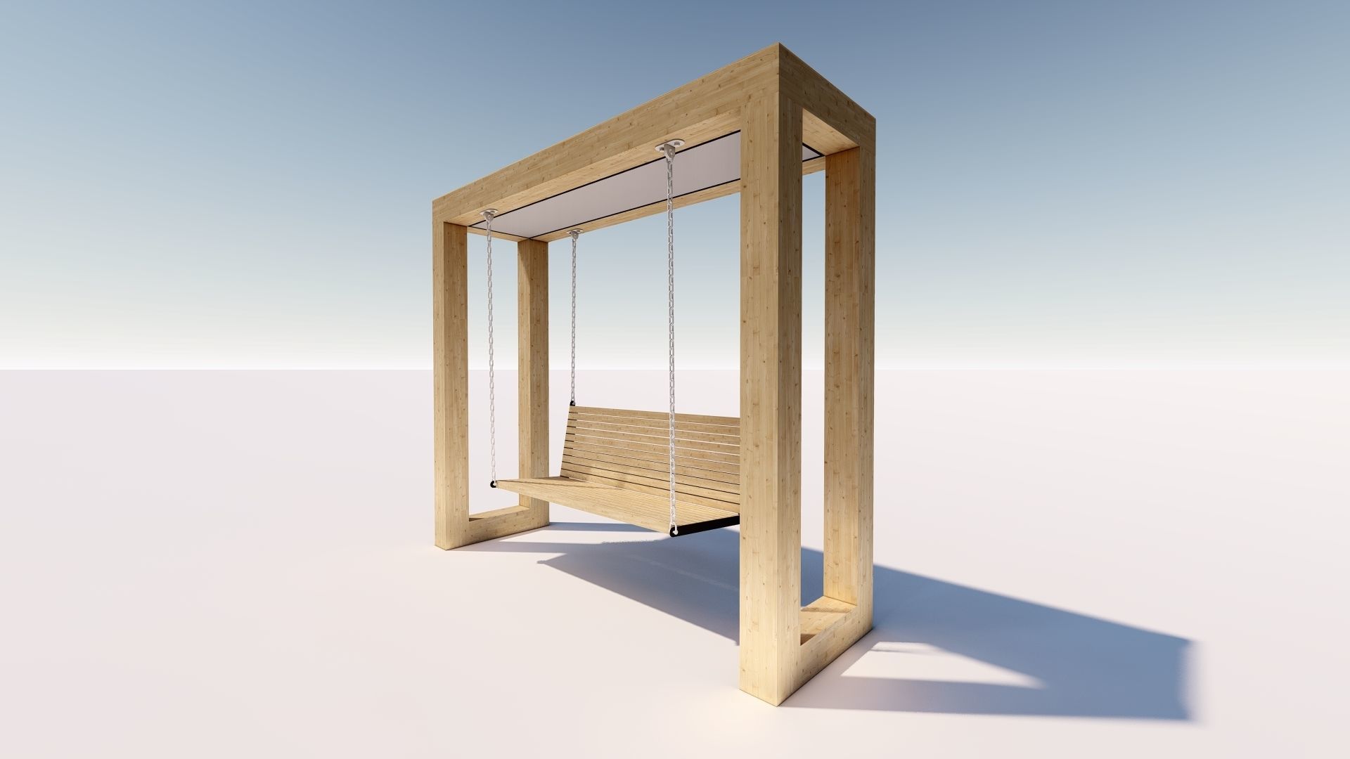Wooden swing with lighting 3D model_1