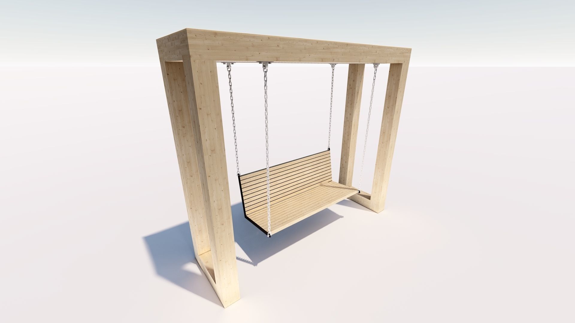 Wooden swing with lighting 3D model_3