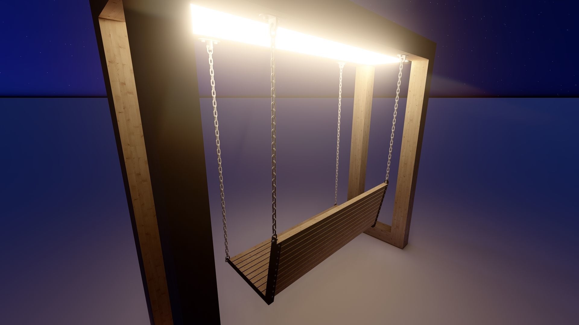 Wooden swing with lighting 3D model_5
