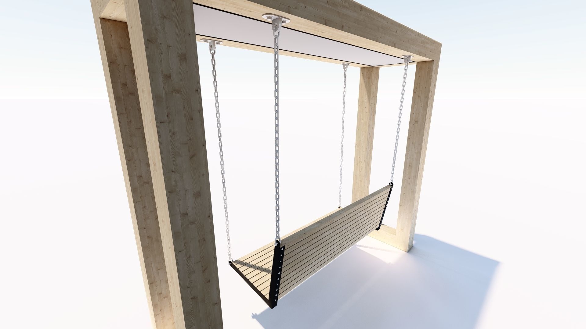 Wooden swing with lighting 3D model_4